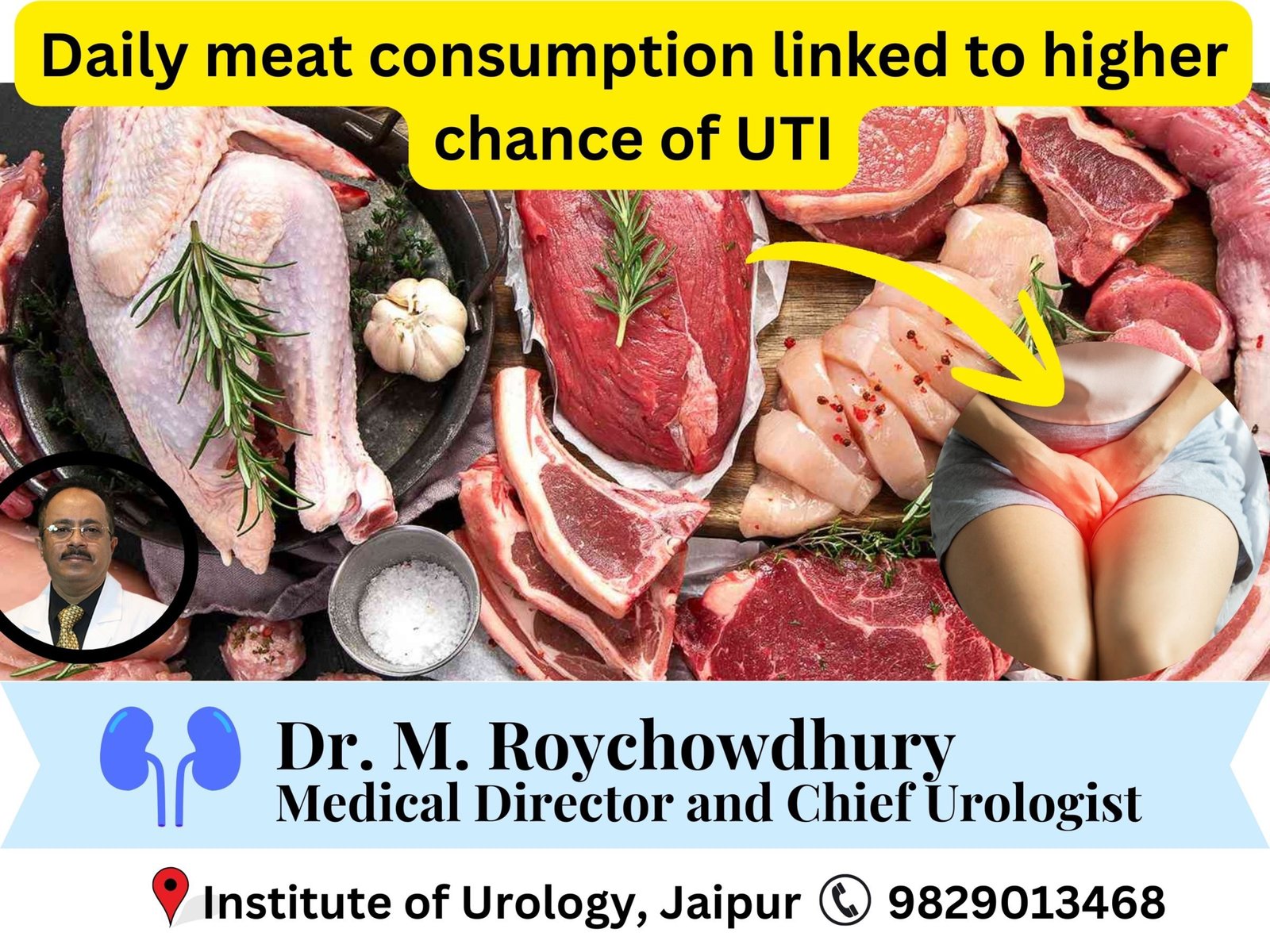 Daily meat consumption linked to higher chance of UTI Dr M Roychowdhury Dr Rajan Bansal